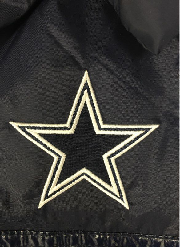 NFL Team Apparel Women's Dallas Cowboys Navy Blue Glossy Puffer Jacket Sz M