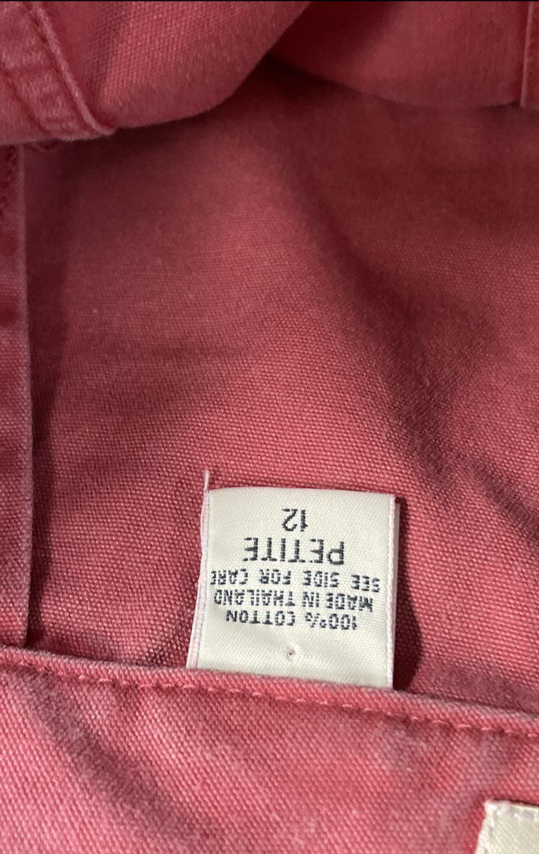 Eddie Bauer Women's Coral Pink Cotton Button Front A-Line Skirt Sz 12 Petite