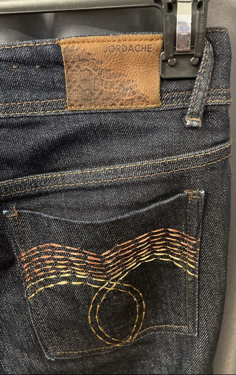 Jordache Legacy Women's Alexis Dark Blue Bootcut Jeans Decorative Pockets Sz 6