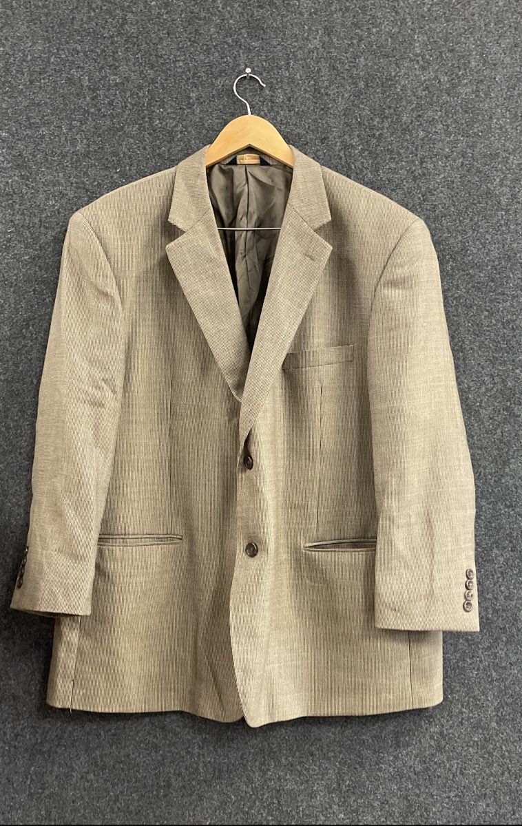 Joseph & Feiss Men's Blazer Brown 100% Wool Textured 2-Button Coat Sz 48 Short