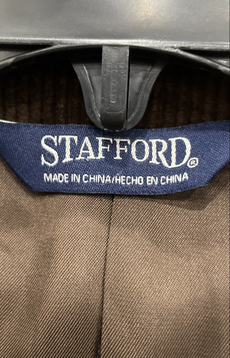 Stafford Men's Brown Corduroy Sport Coat Blazer Elbow Patches Sz 52R