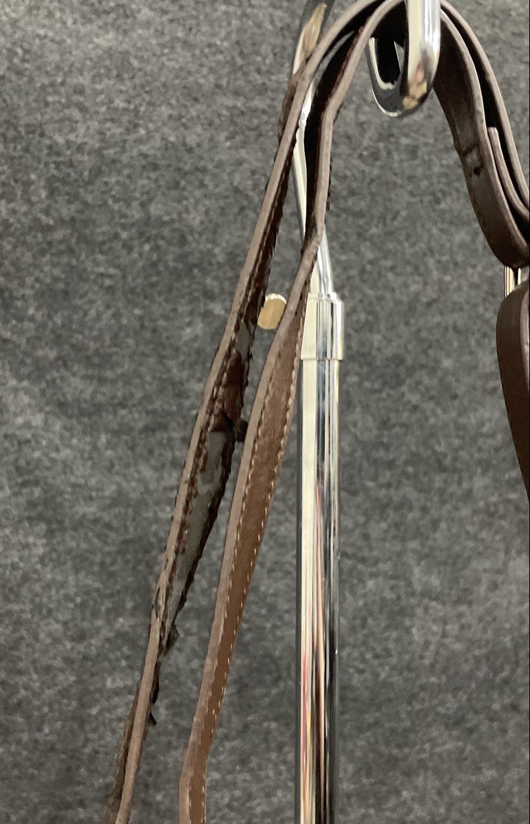 Aurielle Brown Leather Crossbody Bag Faux Croc Trim Heart Charm