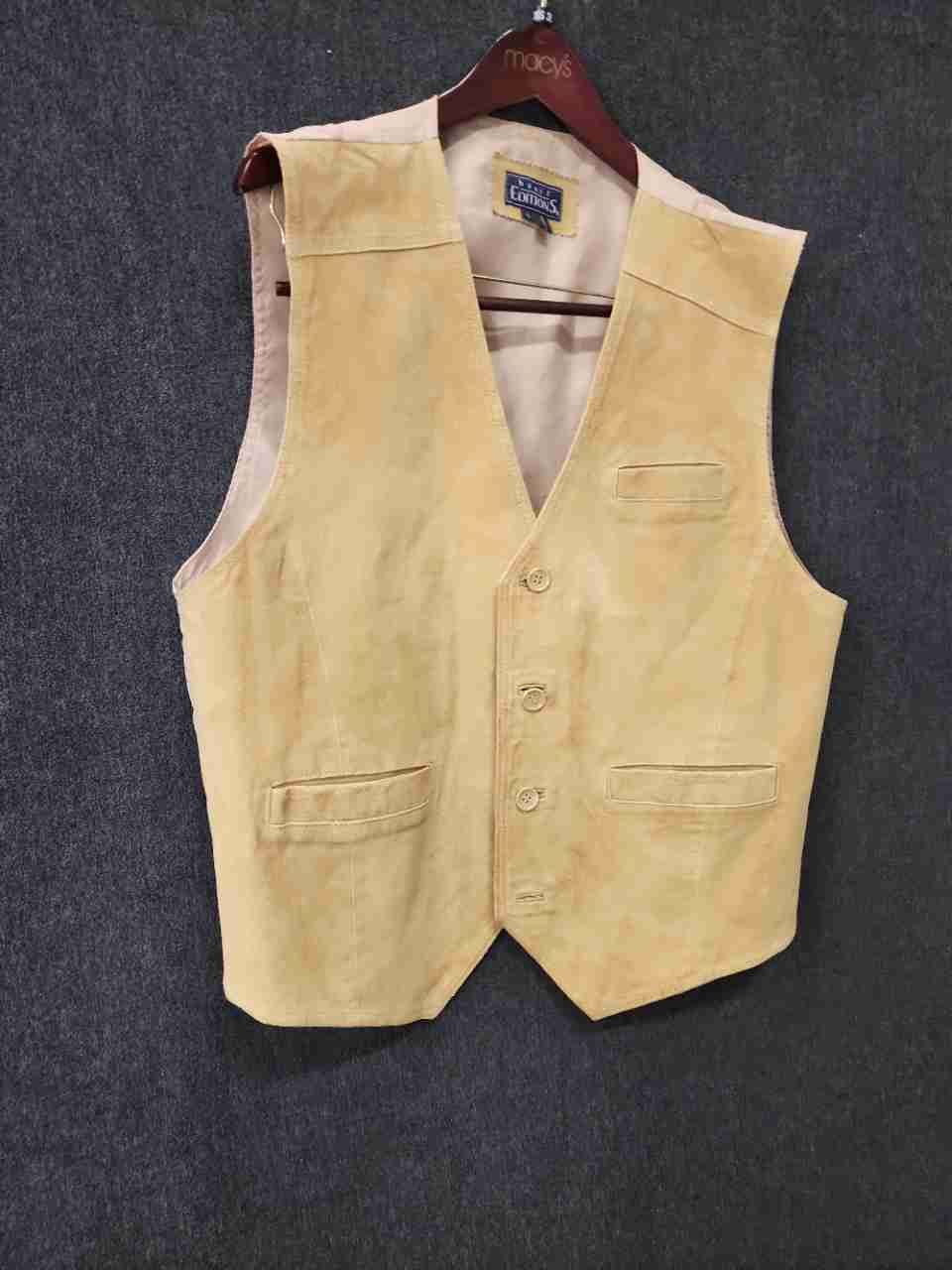 Basic Editions Men's Vintage 90s Tan Suede Leather Western Vest Size L