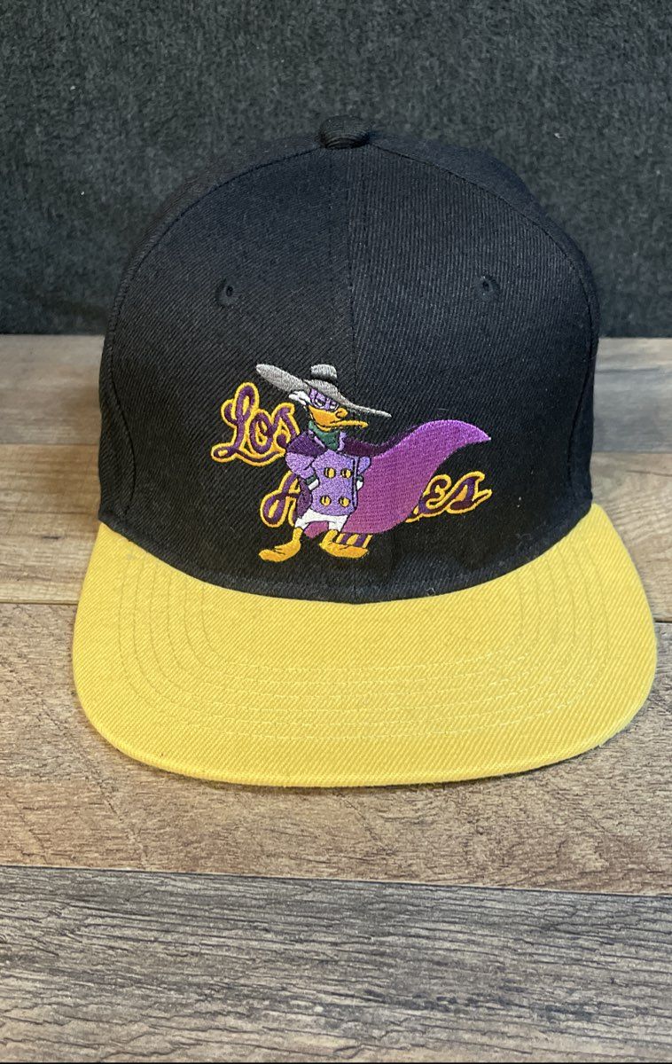 Headgear Classics Darkwing Duck Los Angeles Snapback Hat Black Yellow Sz OSFM