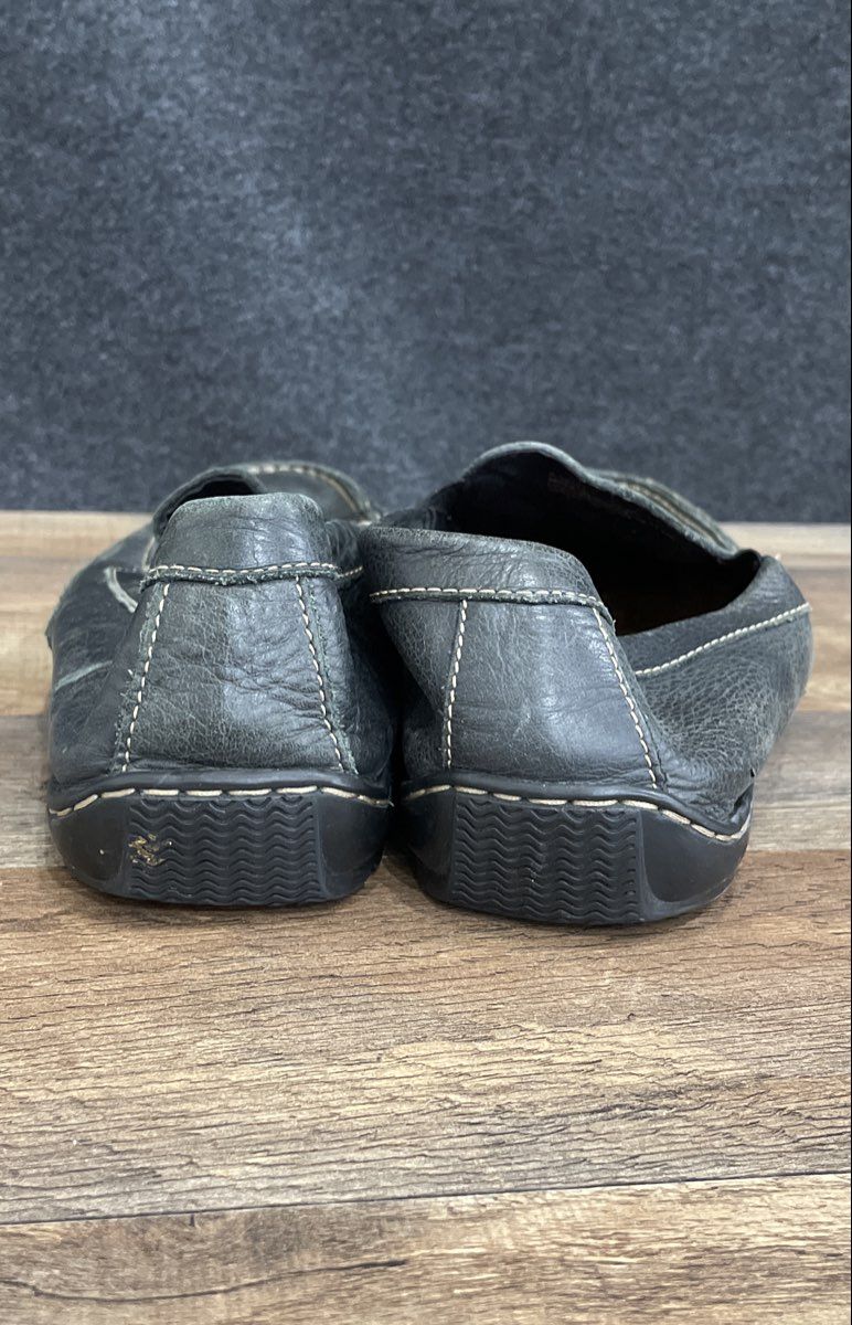 Clarks Unstructured Black Leather Slip On Loafers Men's Size 11.5M