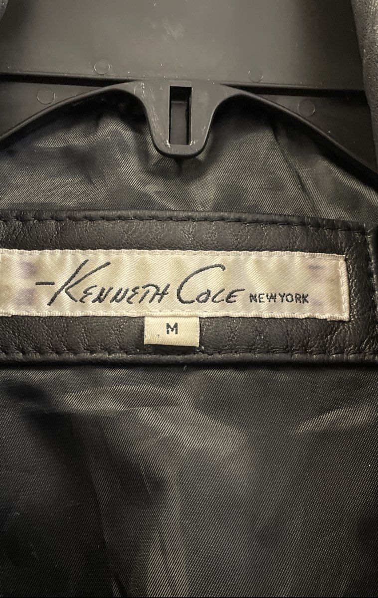Kenneth Cole New York Women's Black Leather Trench Jacket Belted Sz M