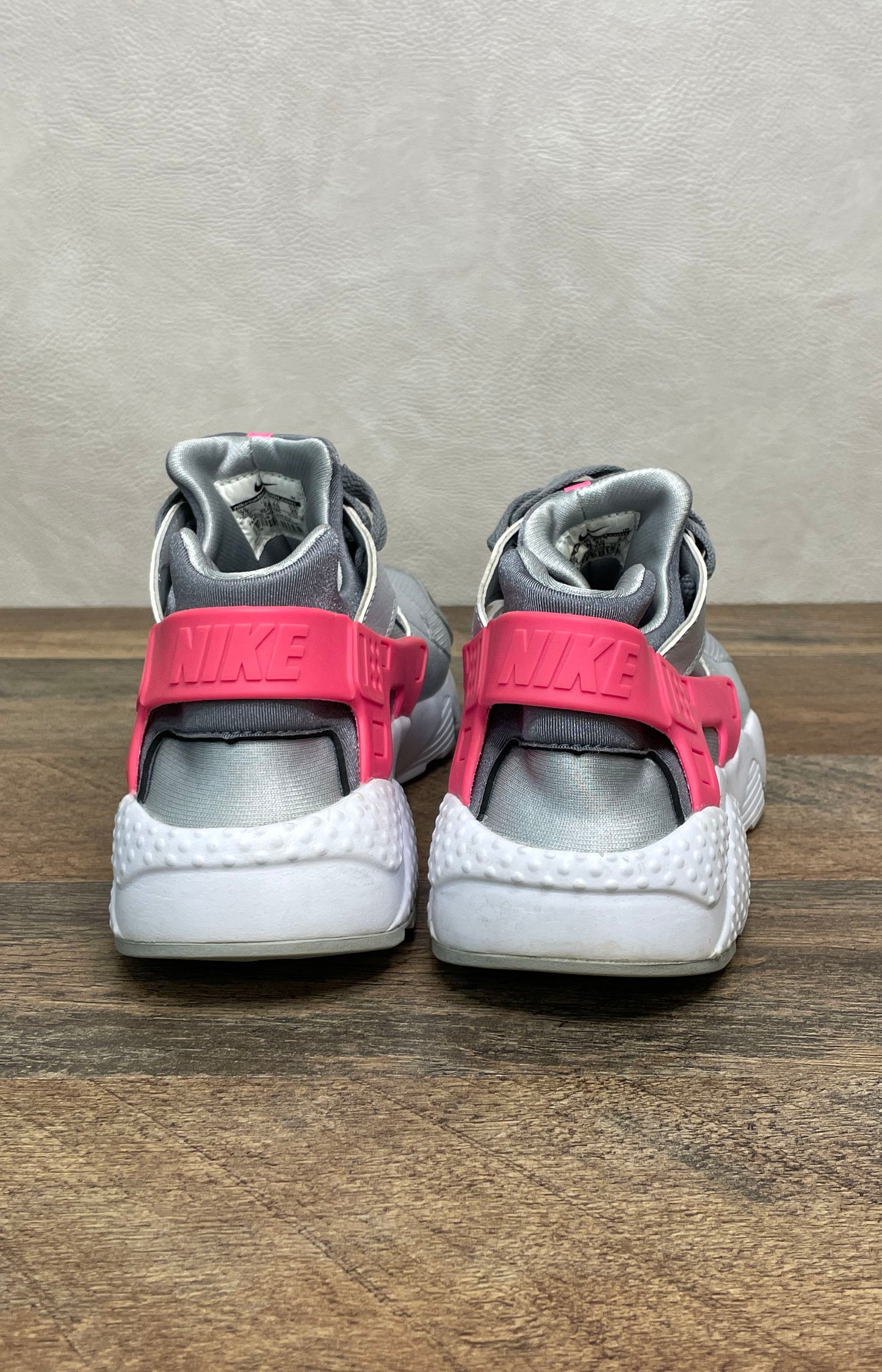 Nike Air Huarache Run GS Grey Pink Kids Running Sneakers Size 7Y