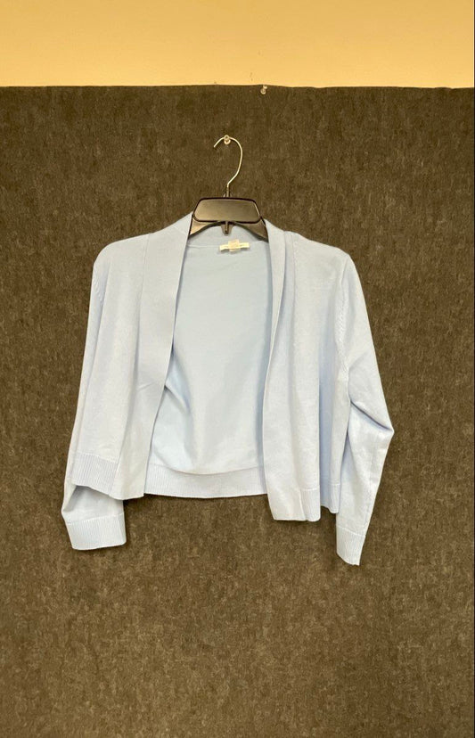 Calvin Klein Women's Light Blue Cropped Open Front Cardigan Shrug Size L