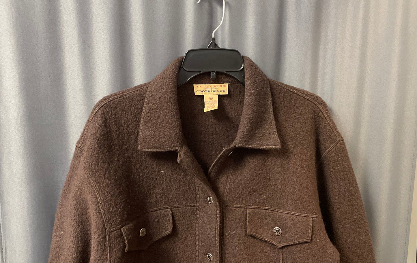 Vintage 90s Telluride Clothing Co Women's Brown Boiled Wool Shacket Jacket Sz M