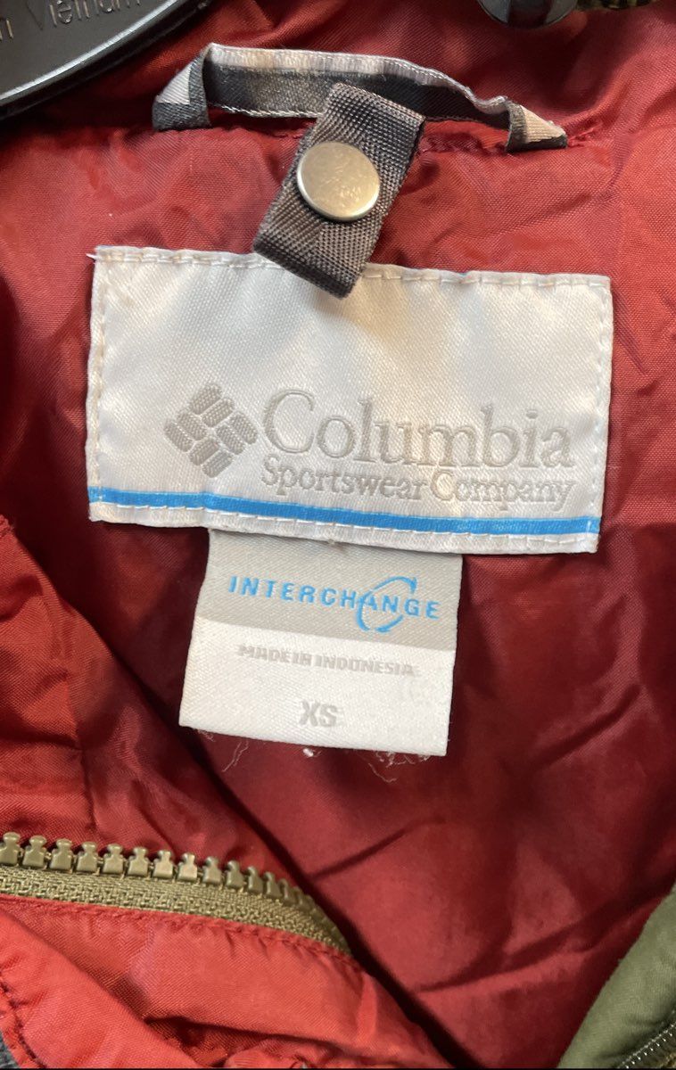 Columbia Women's Olive Green Interchange Hooded Rain Jacket Shell Sz XS