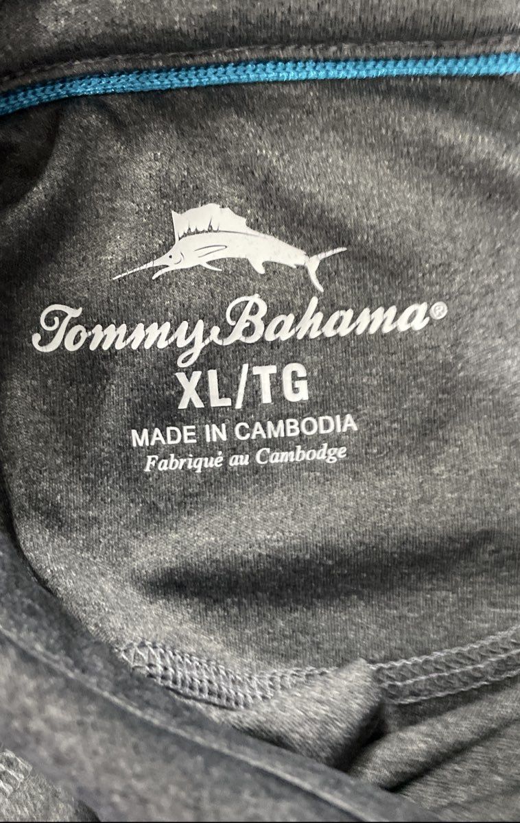 Tommy Bahama Men's Grey Performance Space Dye Polo Shirt Marlin Logo XL