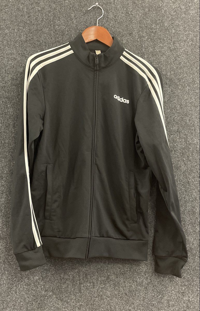 adidas Men's Essentials 3-Stripes Track Jacket Black White Full Zip Size S