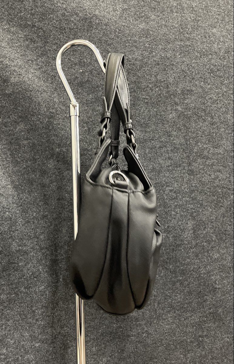 Simply Vera Vera Wang Black Leather Studded Hobo Shoulder Bag Silver Hardware