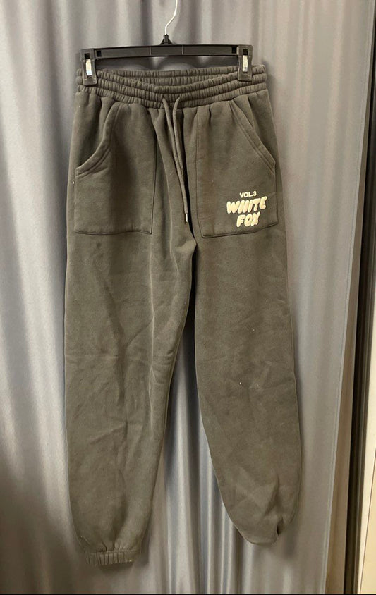 White Fox Women's Vol. 3 Gray High Waisted Fleece Jogger Sweatpants Sz S