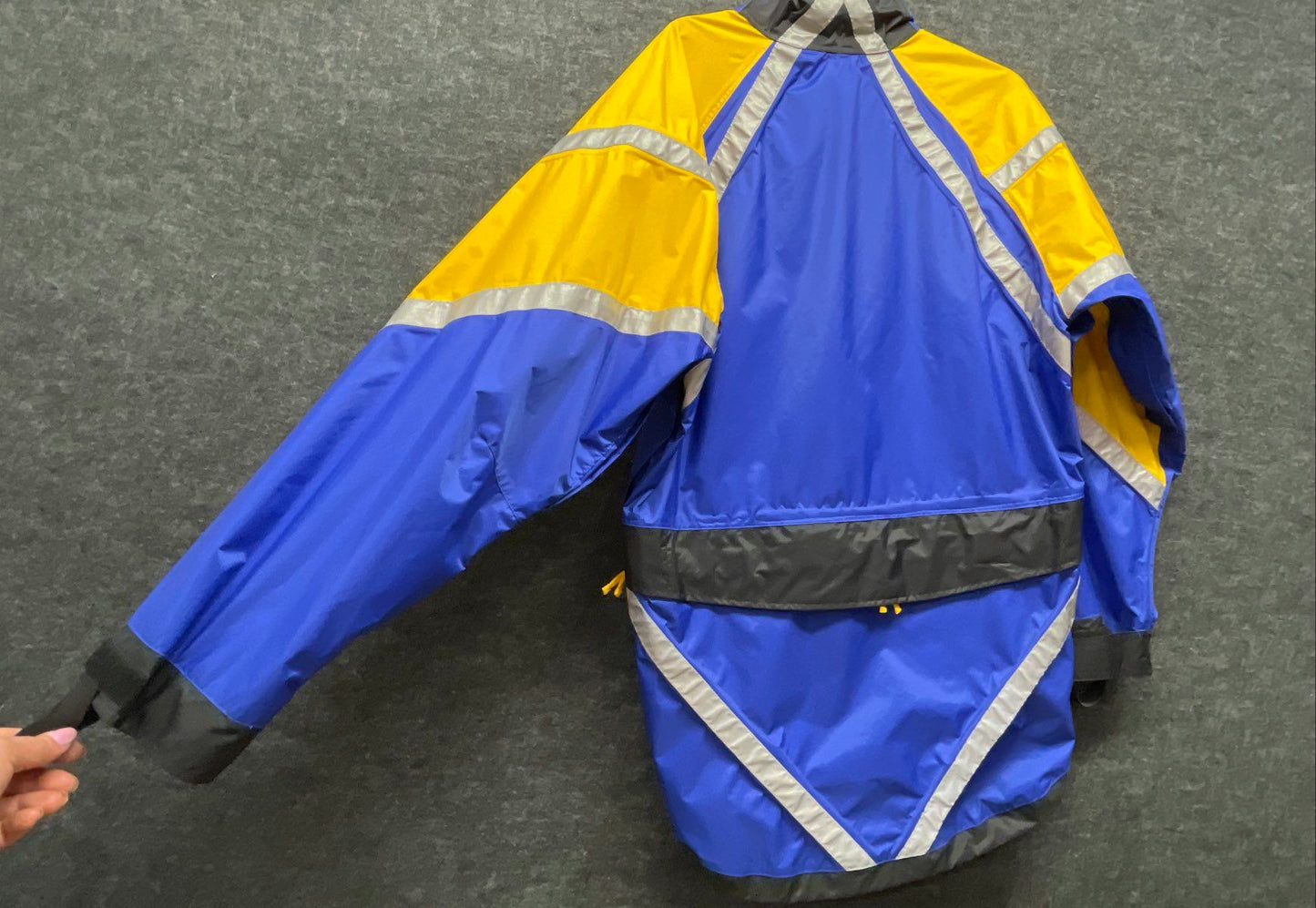 Discovery Cycling Gear Jacket XL Blue Yellow Reflective Nylon Full Zip Cycling