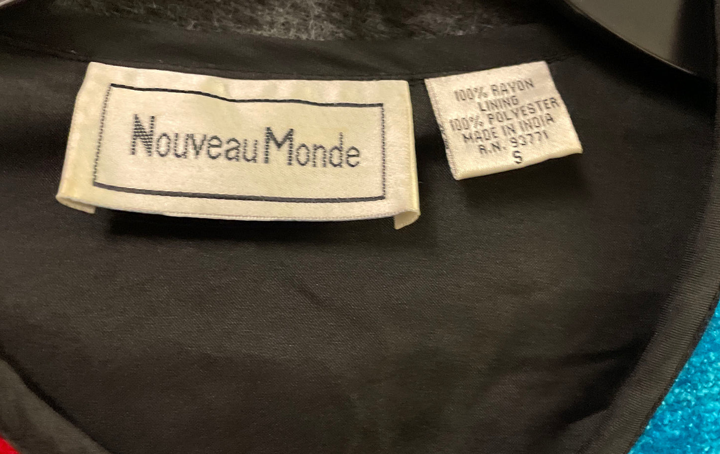 Vintage 90s Nouveau Monde Patchwork Embroidered Chenille Art Wear Jacket Sz S