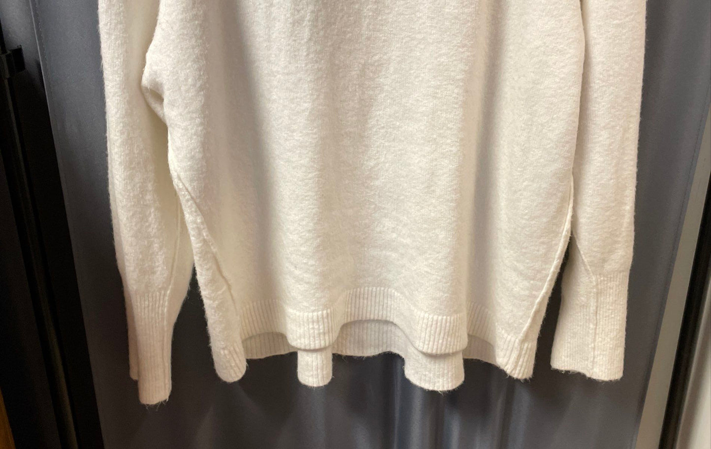 Free People Women's Afterglow Mock Neck Sweater Ivory Wool Blend Sz M