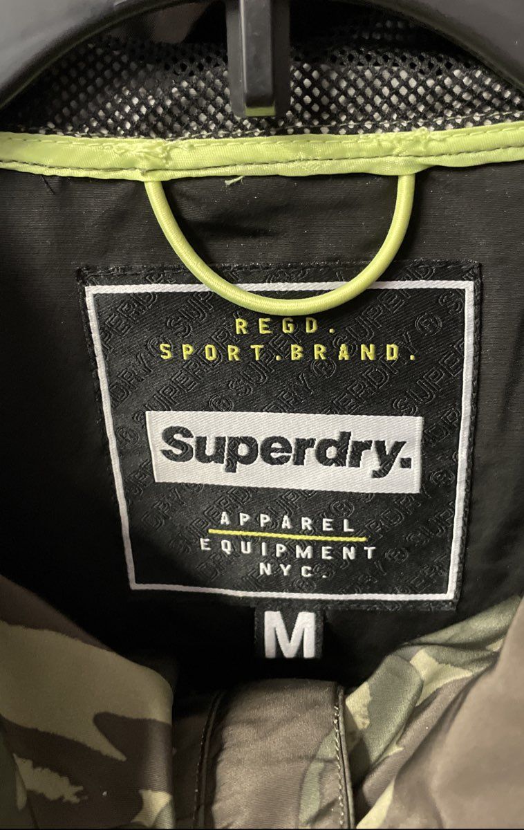 Superdry Men's 1/2 Zip Pullover Windbreaker Camo Black White Hooded Jacket Sz M