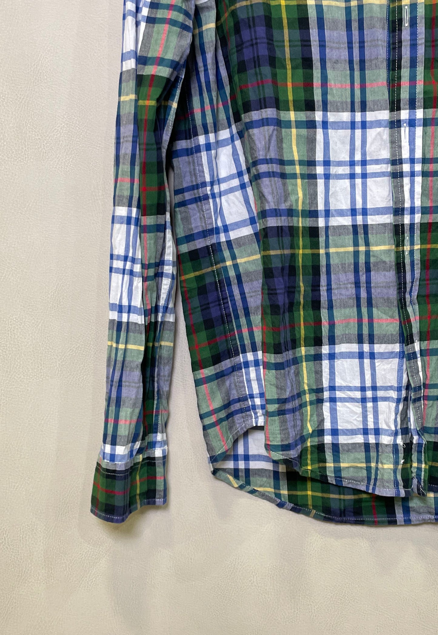 Ralph Lauren Boys Green Blue Plaid LS Button Down Shirt Pony Logo Sz XL 18-20