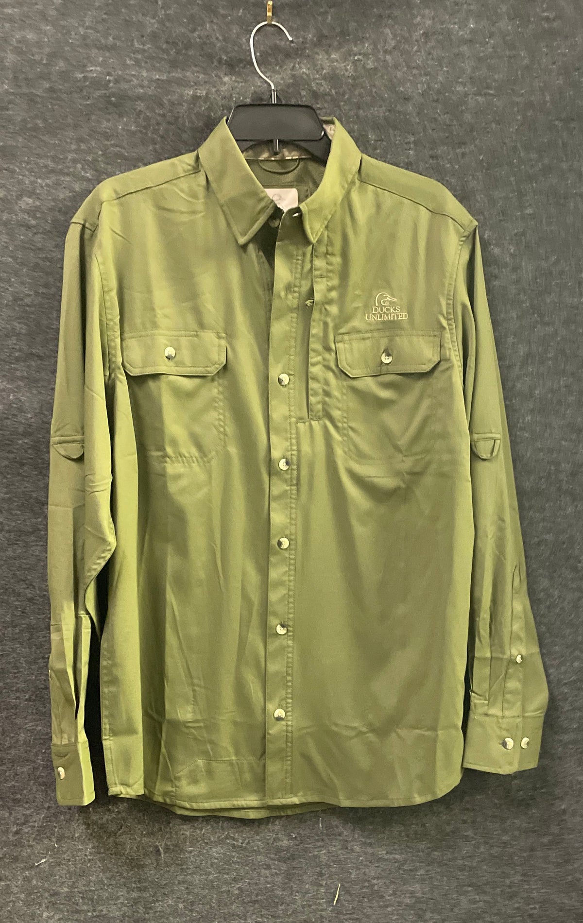Ducks Unlimited Vented Long Sleeve Fishing Outdoor Shirt Green Sz M