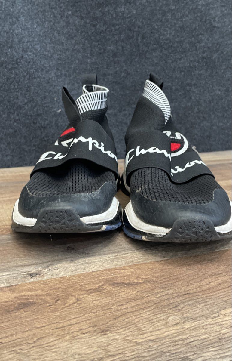 Champion Rally Pro Black White Red Mid Top Sock Sneakers Men's Size 8.5