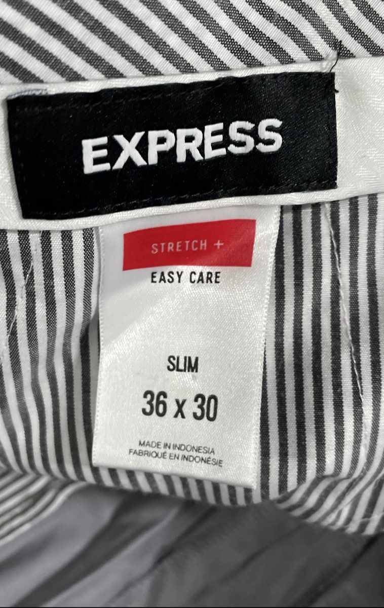 Express Men's Grey Suit Pants Stretch Easy Care Slim Sz 36x30