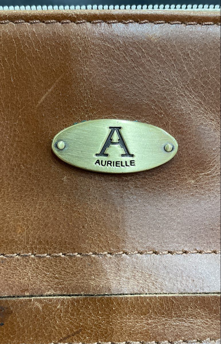 Aurielle Brown & Metallic Silver Leather Shoulder Bag Tote Front Zip Pocket