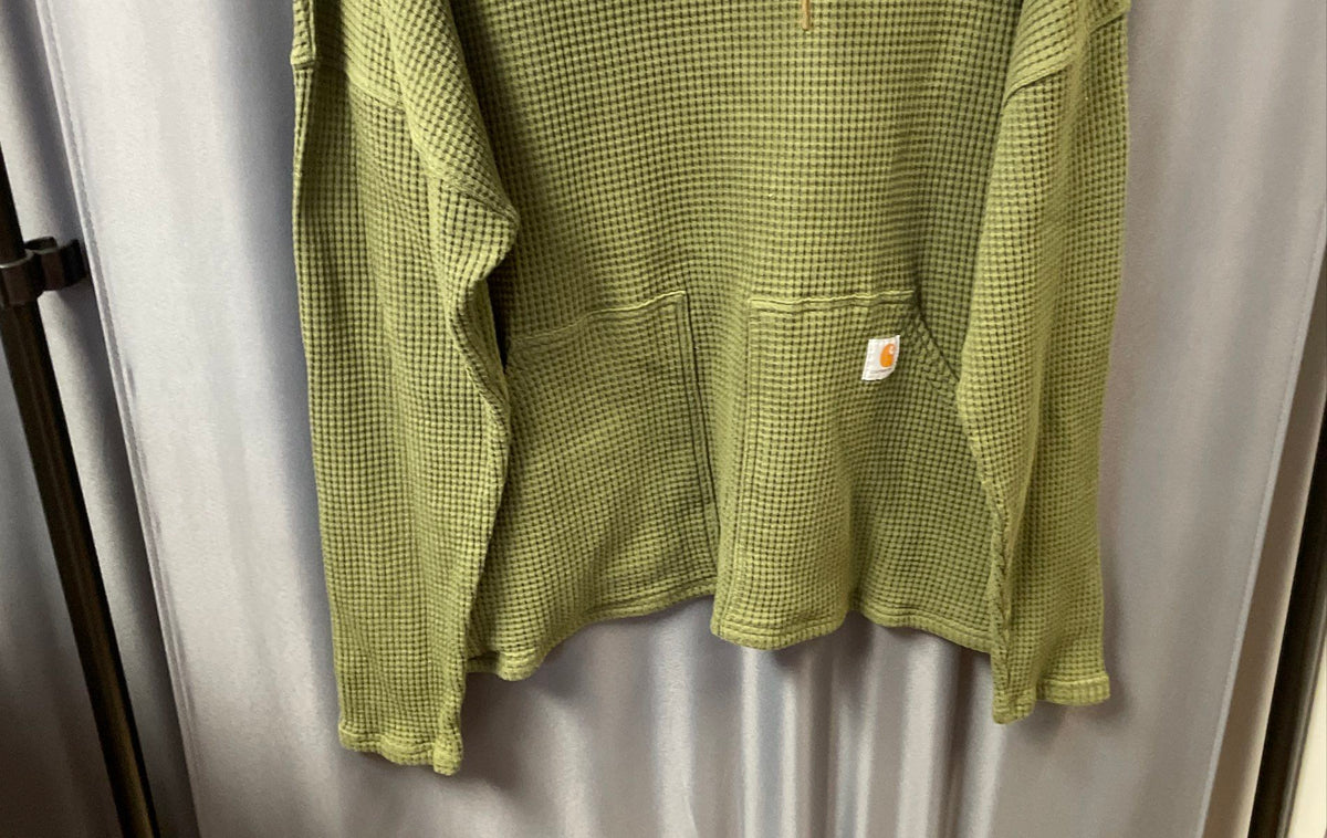 Carhartt Women's Green Waffle Knit Relaxed Fit Pullover Hoodie Sz XL 16-18