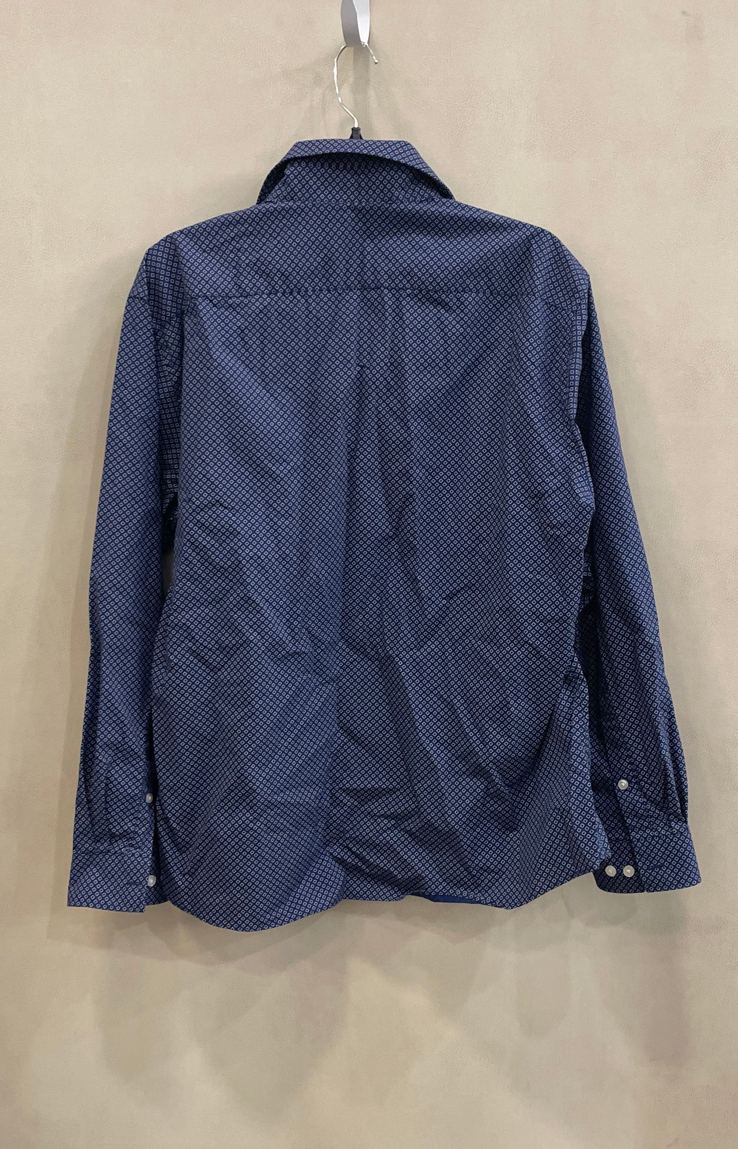 Michael Kors Men's Blue Geometric Slim Fit Untucked Button Down Shirt Sz XL