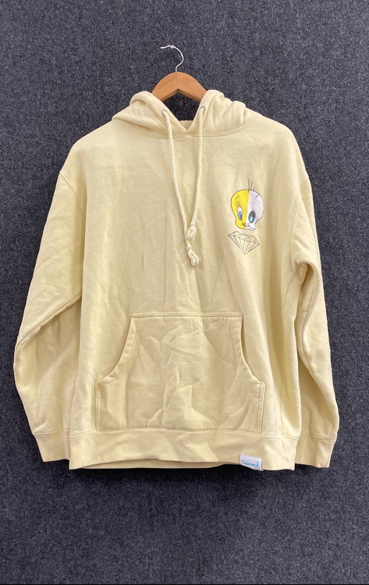 Diamond Supply Co Mens Yellow Looney Tunes Tweety X-Ray Hoodie Size M