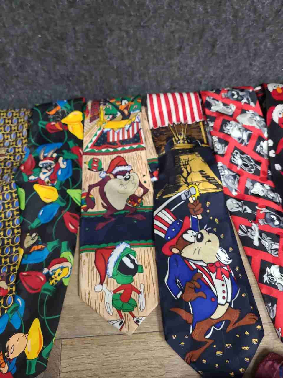 Vintage 90s Men's Necktie Lot 12pc Looney Tunes J Garcia Elmo Three Stooges