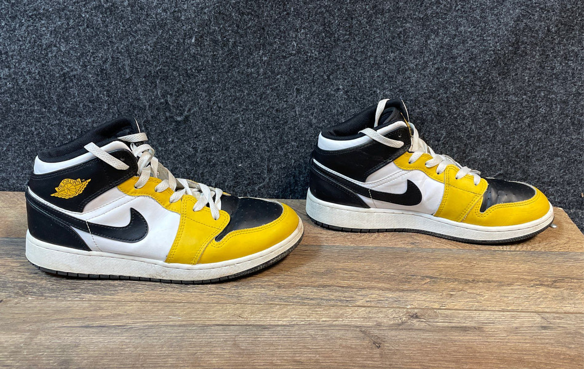 Nike Air Jordan 1 Mid Yellow Ochre Black White Basketball Shoes Size 6.5Y