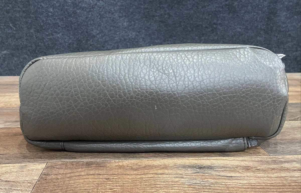 Giani Bernini Grey Pebbled Leather Shoulder Bag Tote Silver Hardware