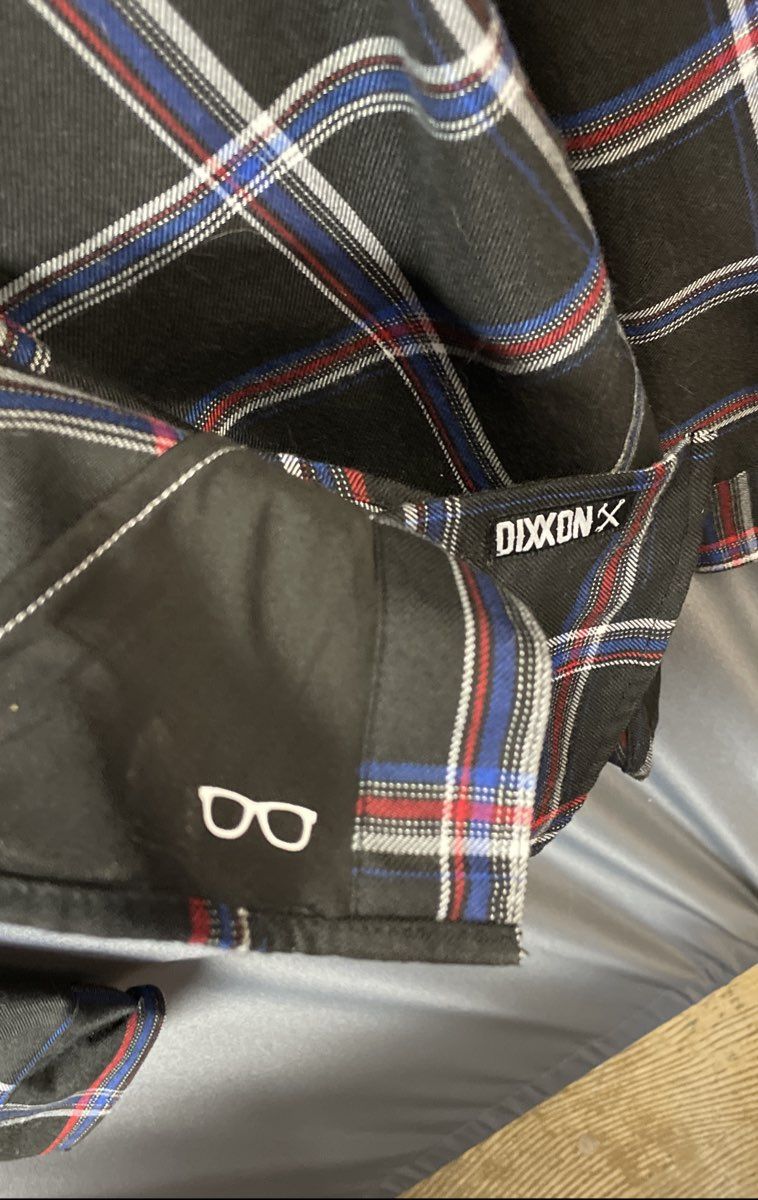 Dixxon Flannel Co Johnny's Saloon Huntington Beach Black Plaid Shirt Sz XS