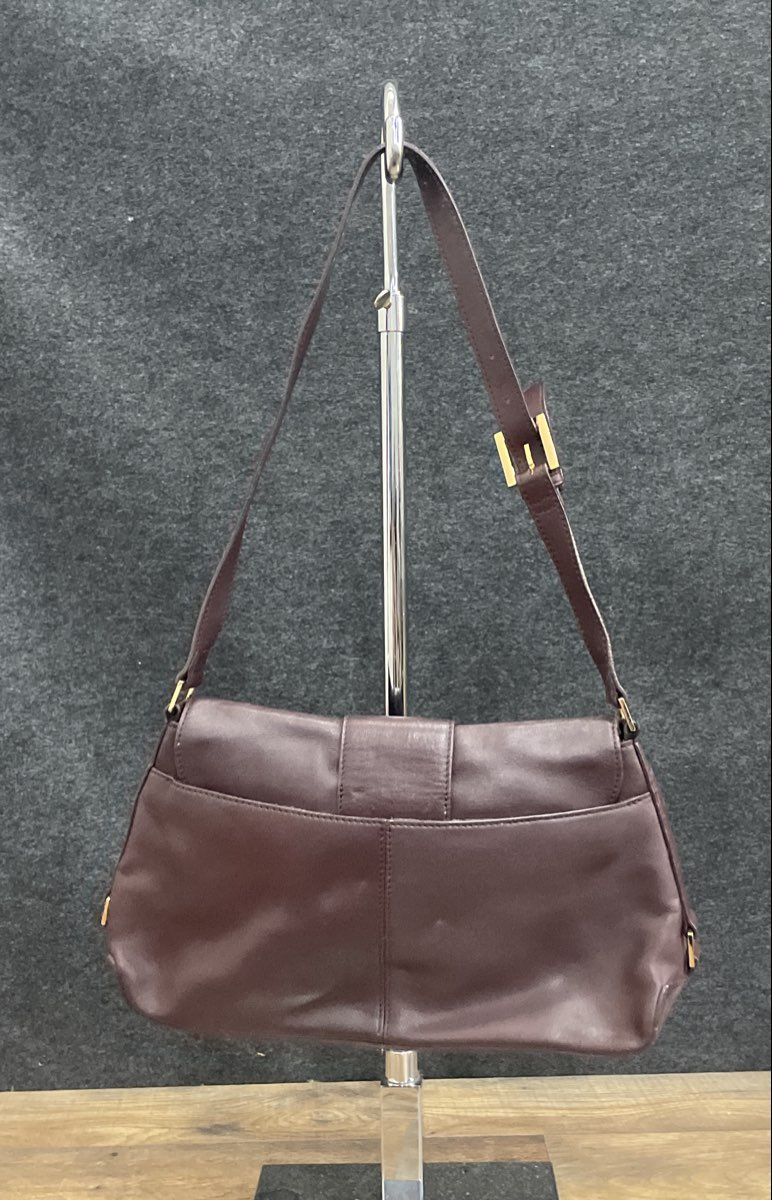 Etienne Aigner Vintage Brown Leather Flap Shoulder Bag Gold Hardware
