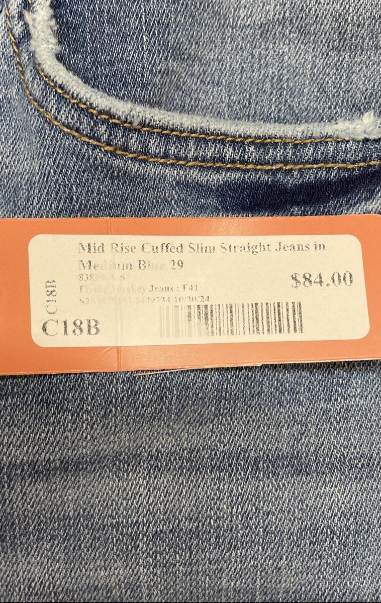 Flying Monkey Women's Mid Rise Cuffed Slim Straight Jeans Blue Sz 29 NWT