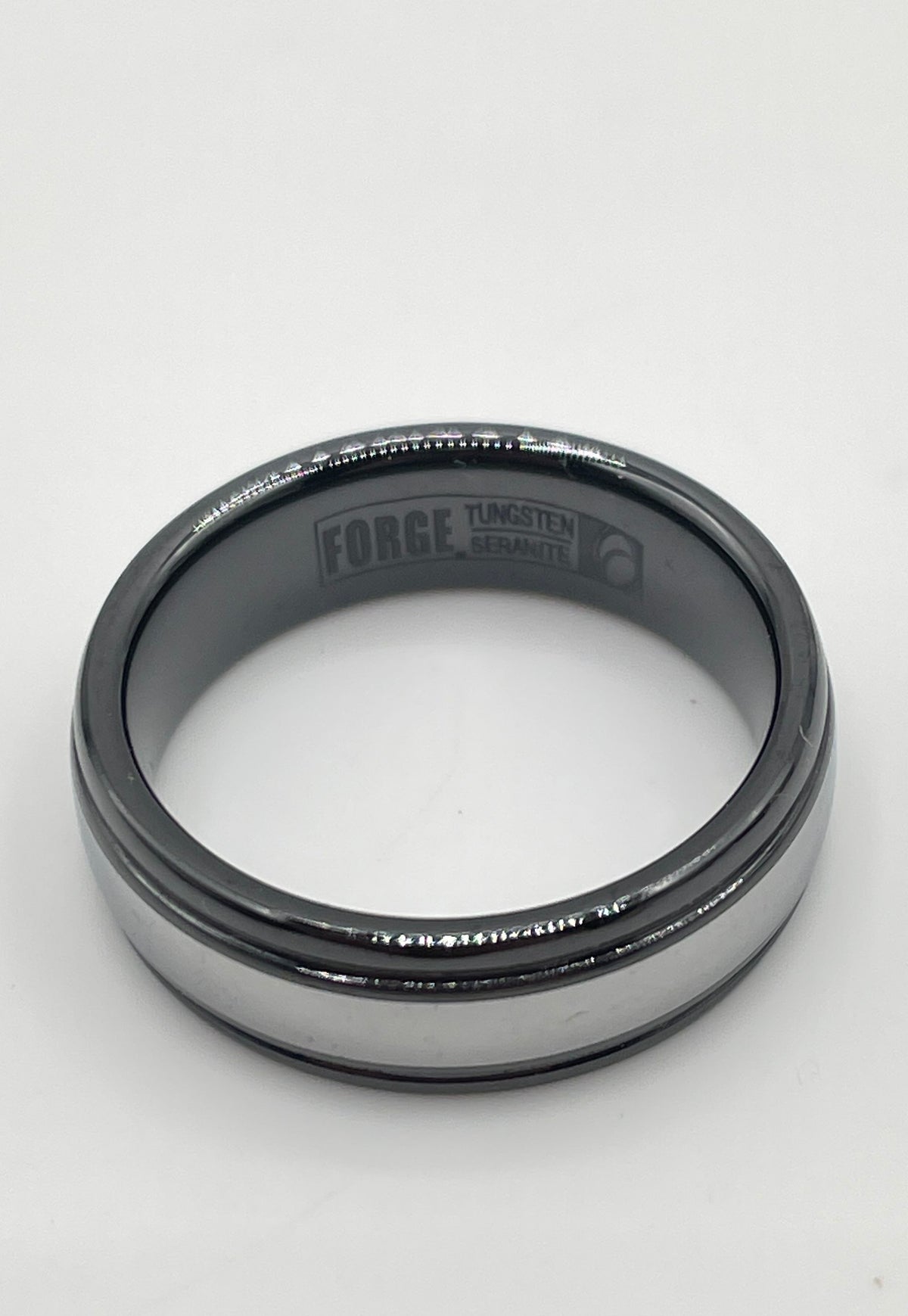 Benchmark Forge Tungsten & Seranite (Ceramic) Men's Wedding Band Ring 8.2g