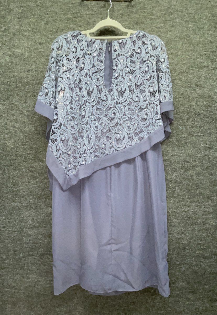JJ's House Women's Stormy Blue Lace Sequin Overlay Sheath Dress NWT Sz 16