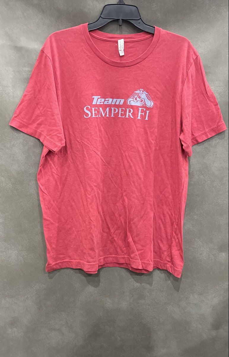 Bella + Canvas Men's Heather Pink Team Semper Fi USMC Charity Graphic Tee Sz XL