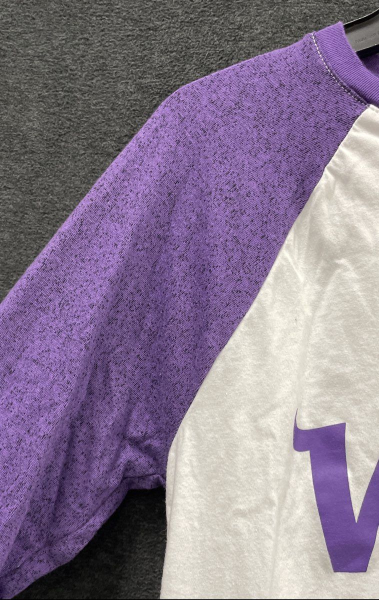Minnesota Vikings NFL Team Apparel Raglan 3/4 Sleeve Shirt Purple White Sz M