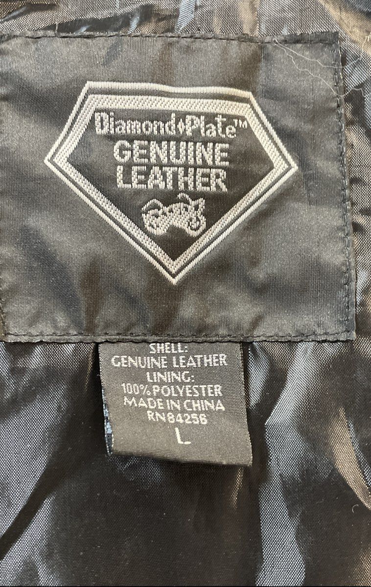 Diamond Plate Men's Black Leather Biker Vest Live To Ride CVMA FOE Patches Sz L