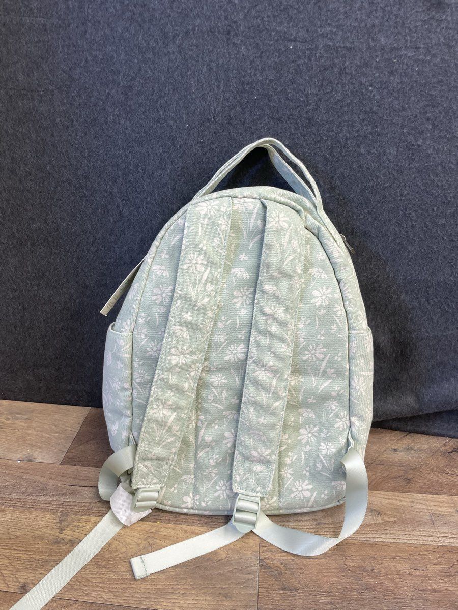 NWT No Boundaries Green Floral Daisy Print Dome Backpack Canvas Recycled Bag