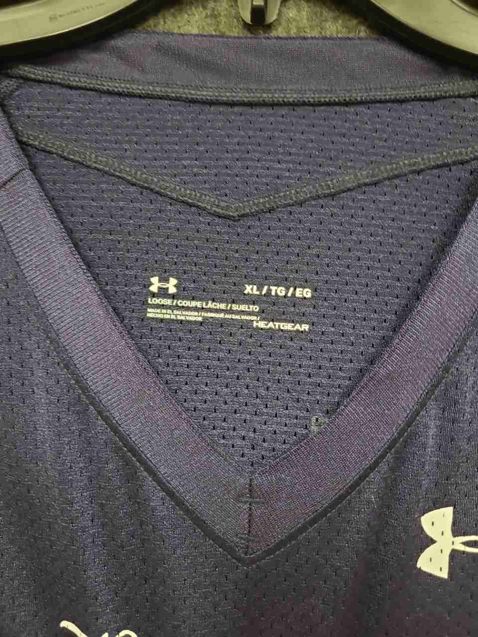 Under Armour Men's Notre Dame #18 Football Jersey Navy Pinstripe Sleeves XL