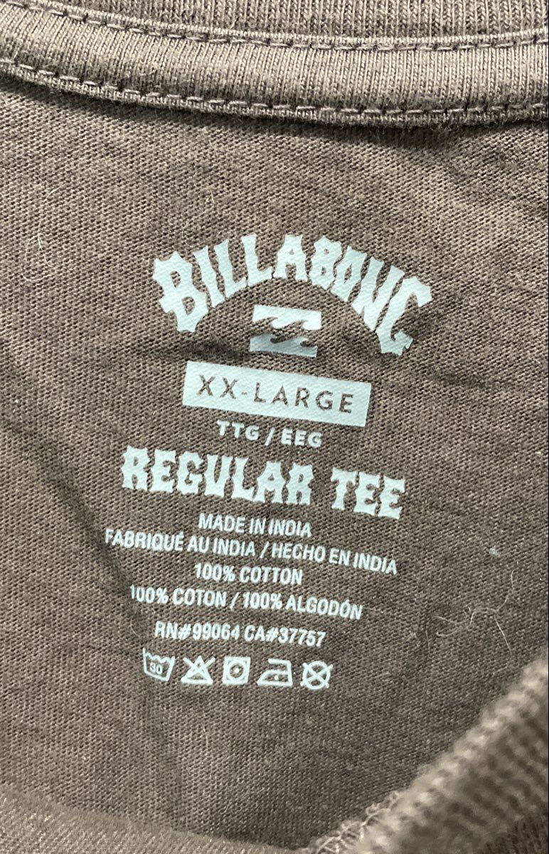 Billabong Men's Brown Graphic T-shirt Boardshorts Logo Regular Tee Sz XXL