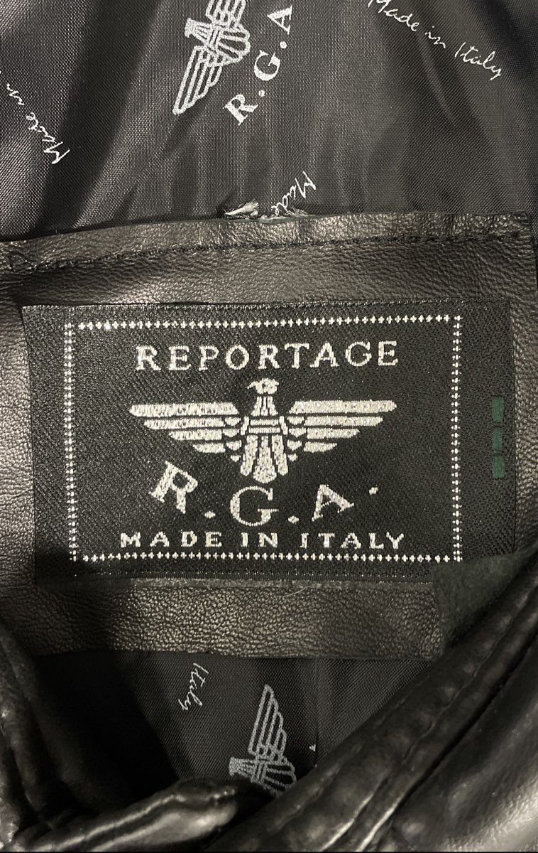 Vintage 90s Reportage R.G.A. Men's Black Leather Jacket Car Coat Made in Italy