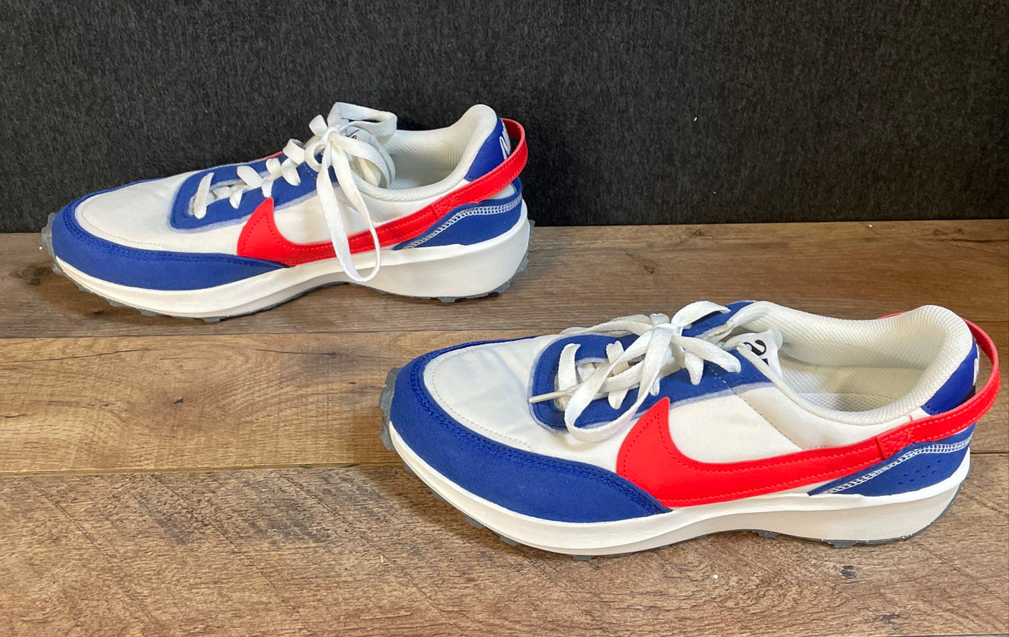 Nike Waffle Debut White Game Royal University Red Lifestyle Sneakers Size 8