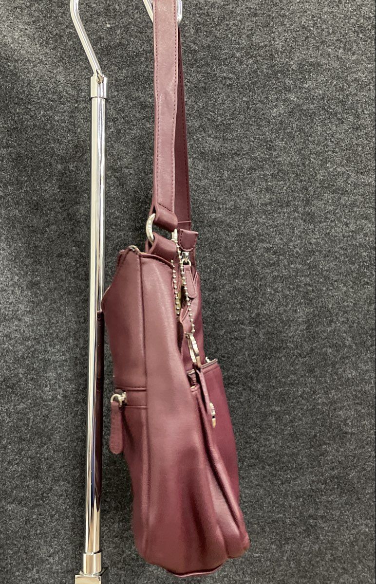 Giani Bernini Maroon Leather Hobo Shoulder Bag Purse Silver Hardware