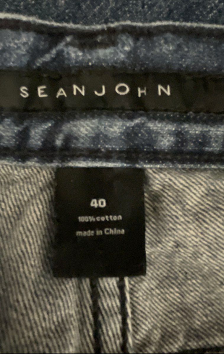 Vintage Y2K Sean John Men's Blue Distressed Baggy Straight Leg Jeans Sz 40