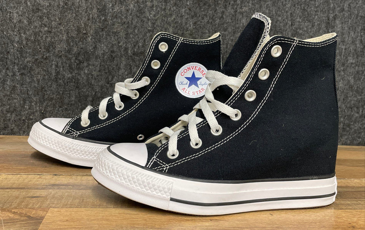 Converse Chuck Taylor All Star Black White High Top Wedge Sneakers Size 7.5