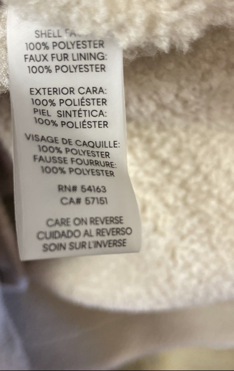 Calvin Klein Women's Faux Shearling Coat Cream Beige Suede Mid Length Sz L